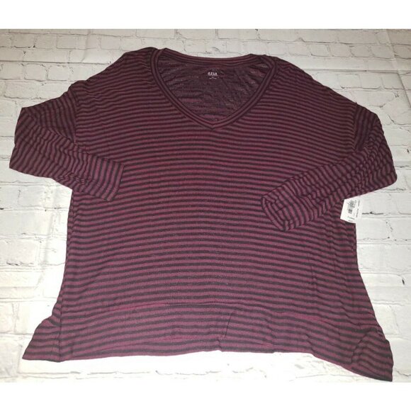 Nwt A.N.A. Women's XL Ruby Black Stripe V Neck Tshirt - Picture 1 of 1
